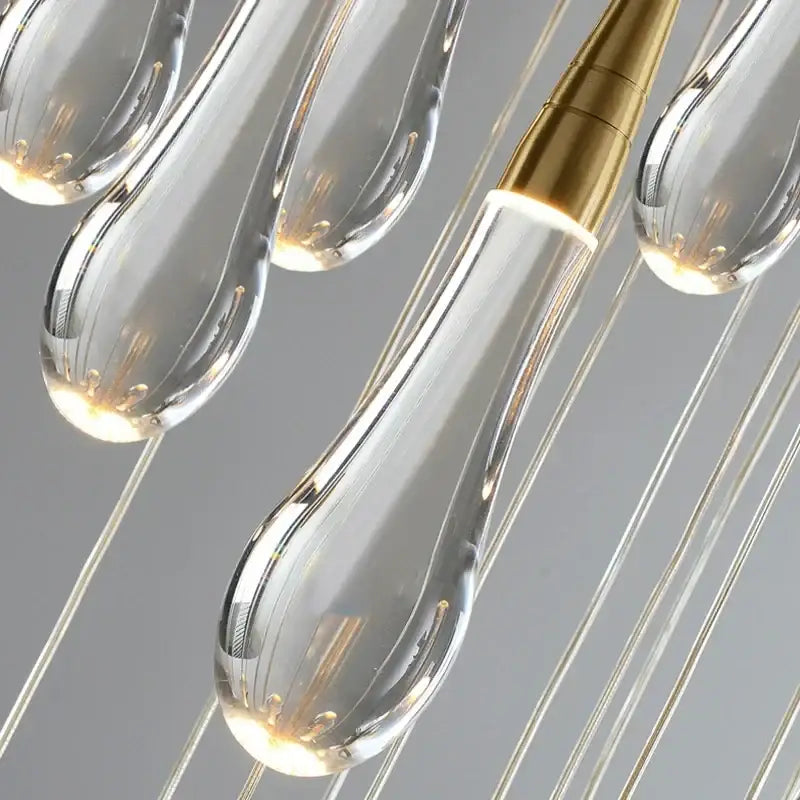 Modern crystal gold pendant lights dining room 5 teardrop chandelier