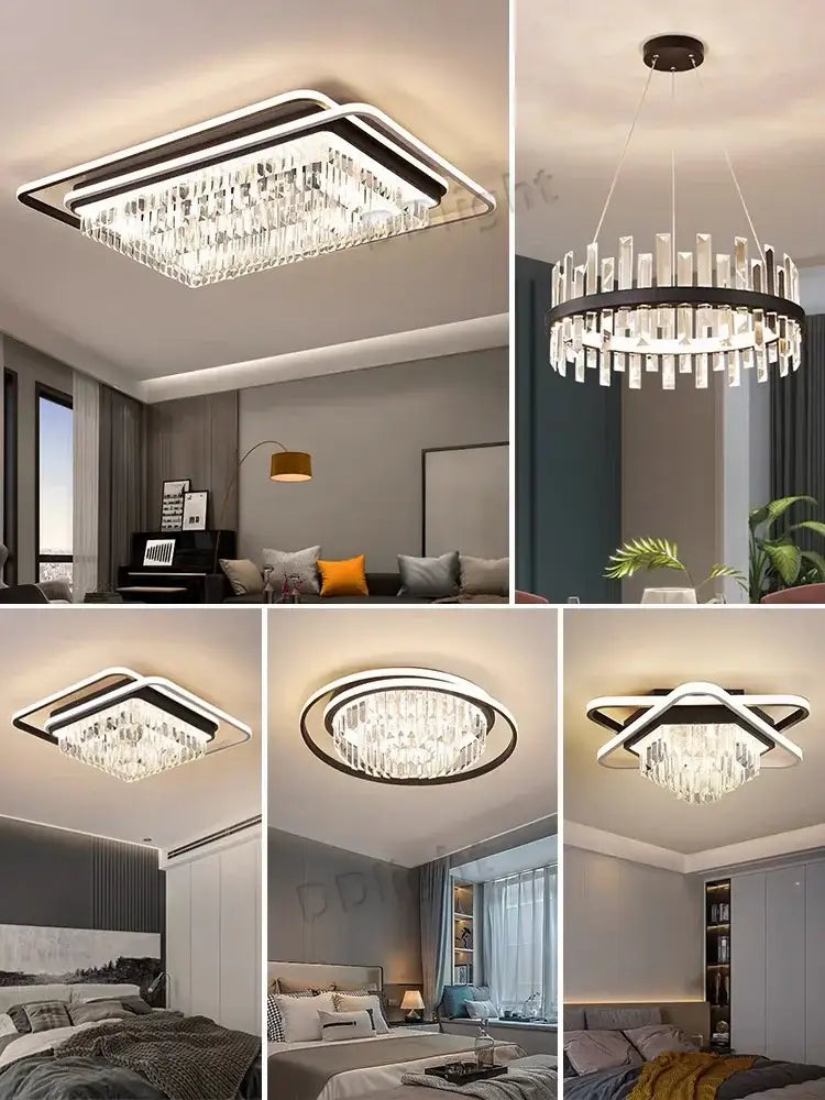 Modern crystal industrial pendant lamps for living room led lighting