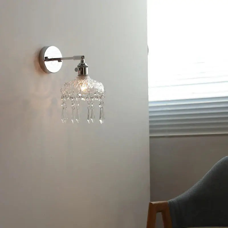 Modern crystal iron led wall light bedroom sconce