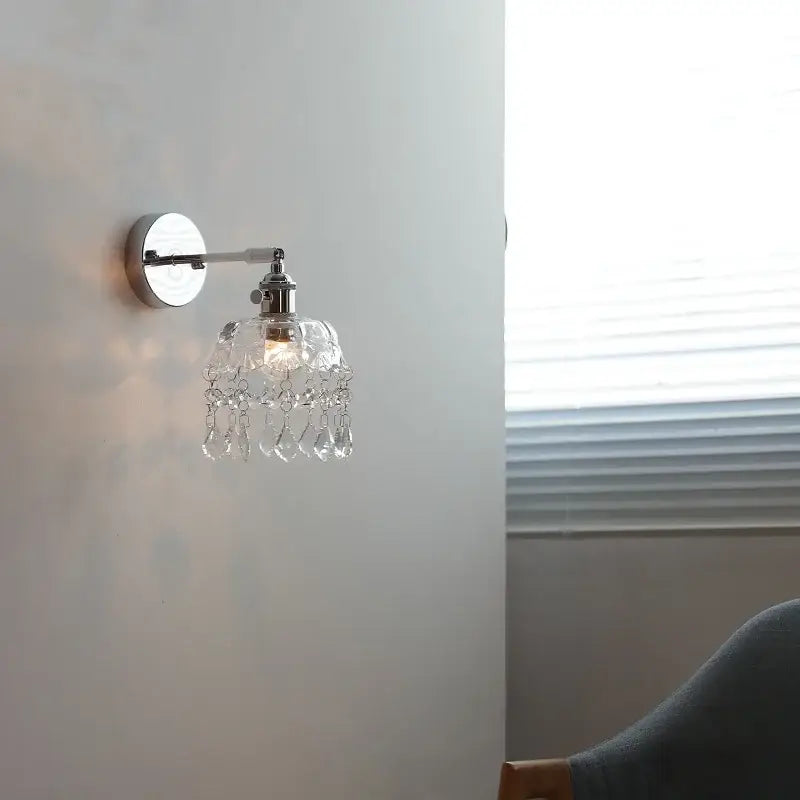 Modern crystal iron led wall light bedroom sconce