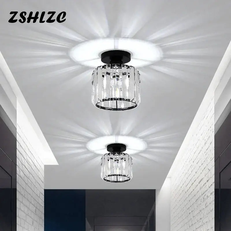 Modern crystal led ceiling light black cube fixture for kitchen
