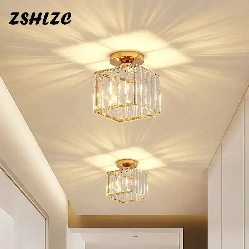 Modern crystal led ceiling light black cube fixture for kitchen