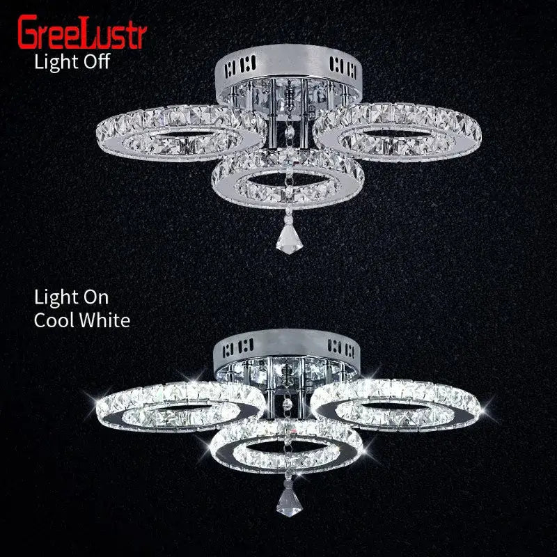 Modern crystal led ceiling light – living room ring chandelier