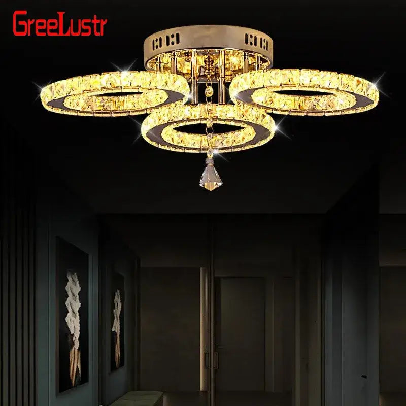 Modern crystal led ceiling light – living room ring chandelier