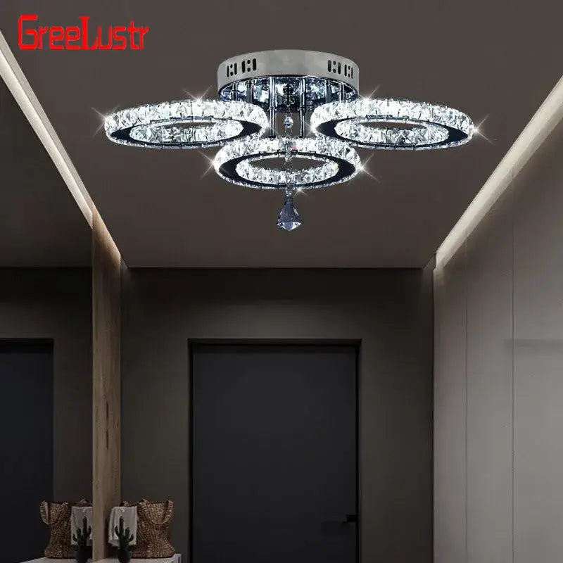 Modern crystal led ceiling light – living room ring chandelier