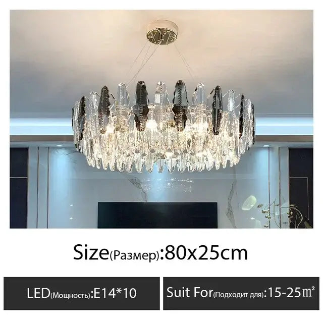 Modern crystal led chandeliers for dining room glass prism light