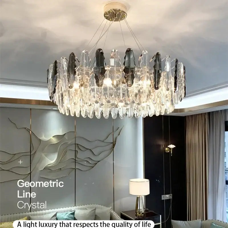 Modern crystal led chandeliers for dining room glass prism light