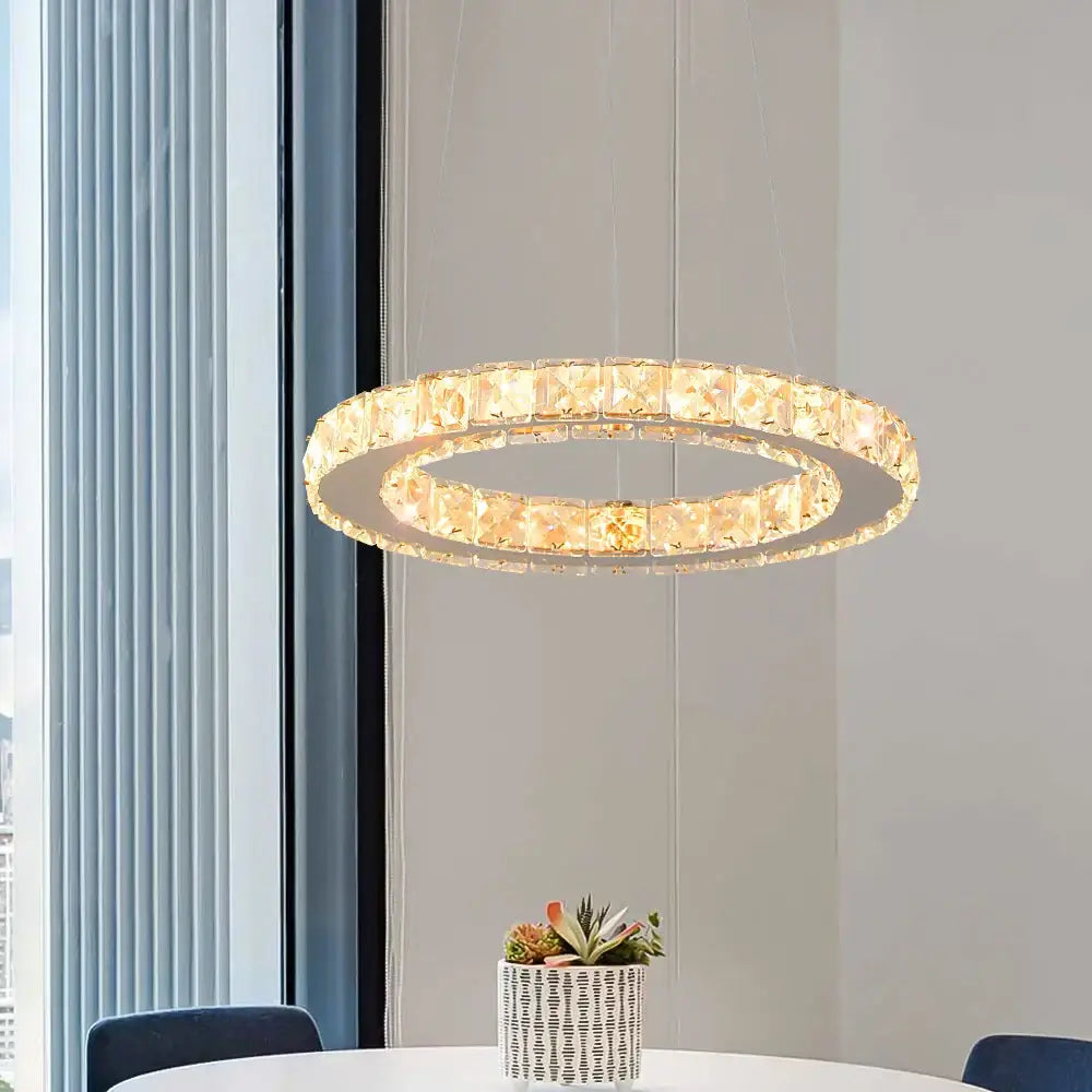 Modern crystal led pendant chandelier – dining room art fixture