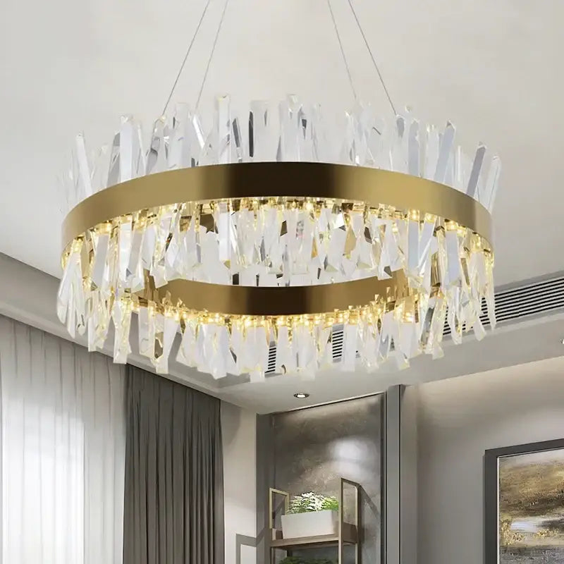 Modern crystal led ring chandelier living room luxury light