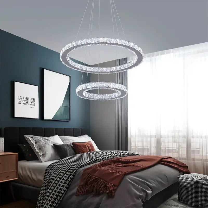 Modern crystal led ring pendant chandelier for dining room