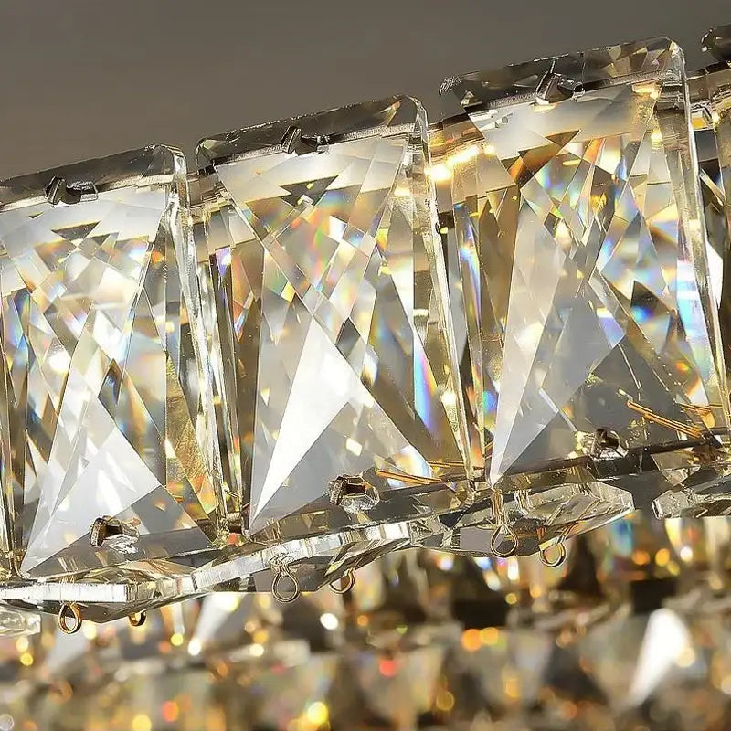 Modern crystal ring ceiling light for dining room dimmable gold led