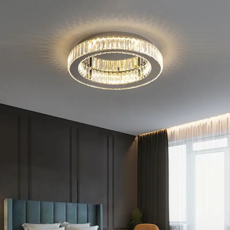 Modern crystal round ceiling lamp living room lighting