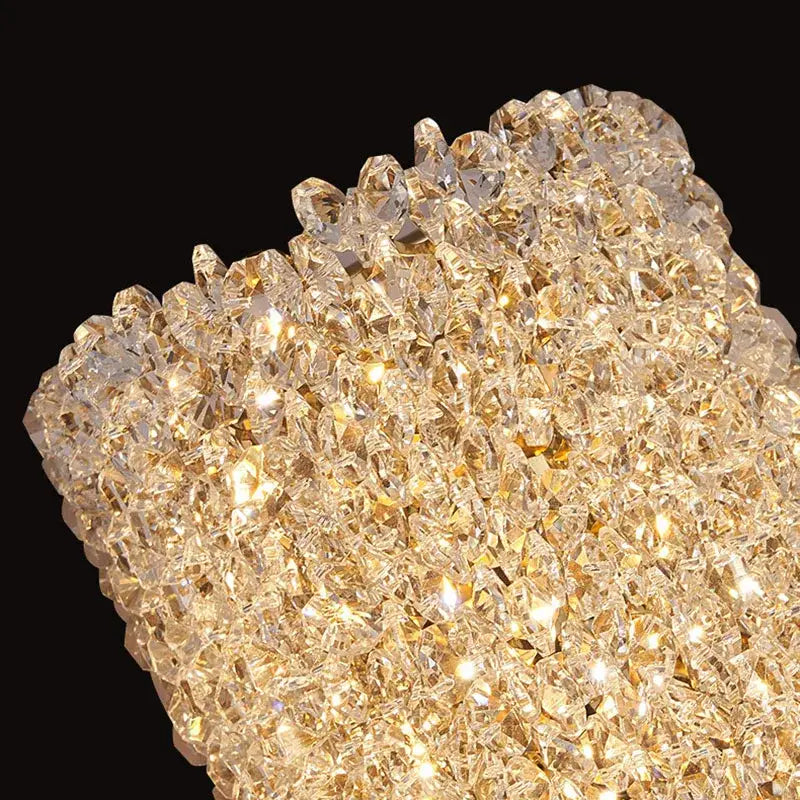 Modern crystal wall lamp bedroom rectangular gold sconce