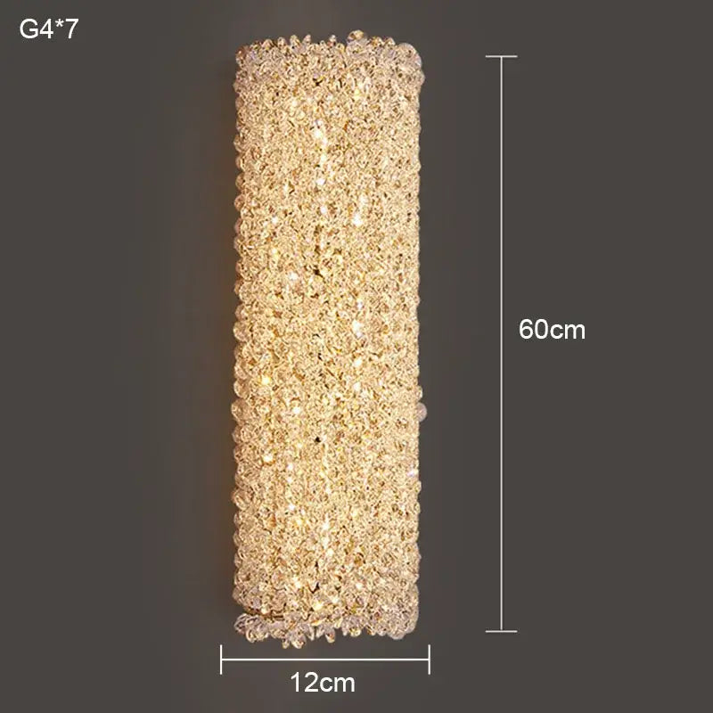 Modern crystal wall lamp bedroom rectangular gold sconce