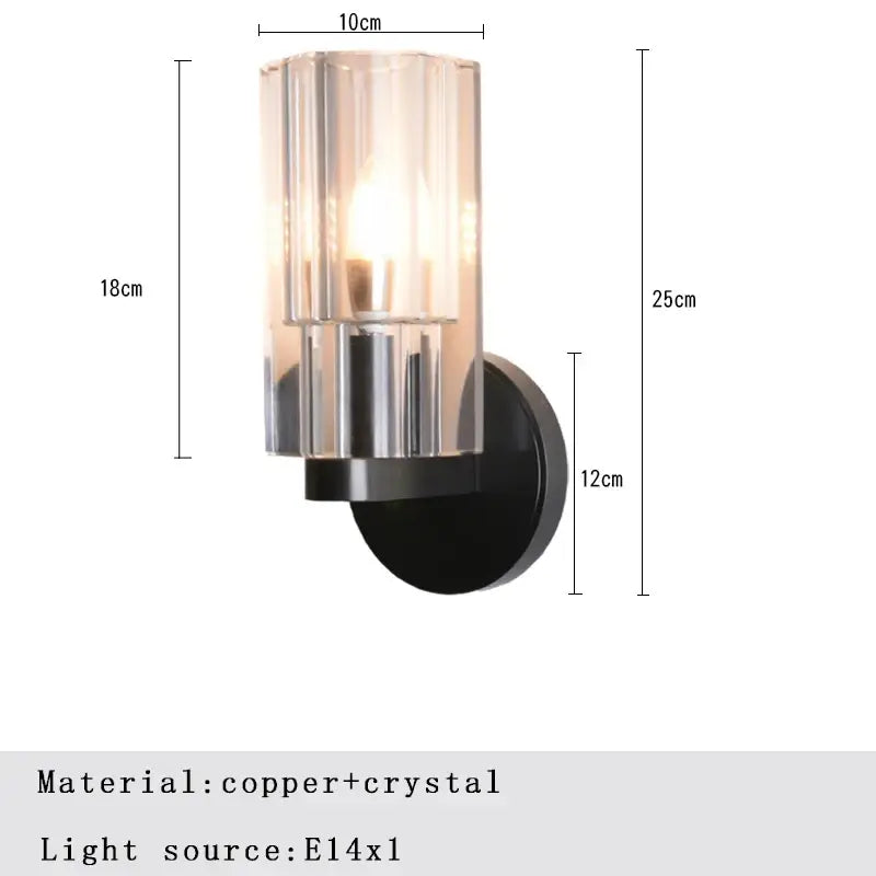Modern crystal wall lamp gold & black sconce bedroom light fixture
