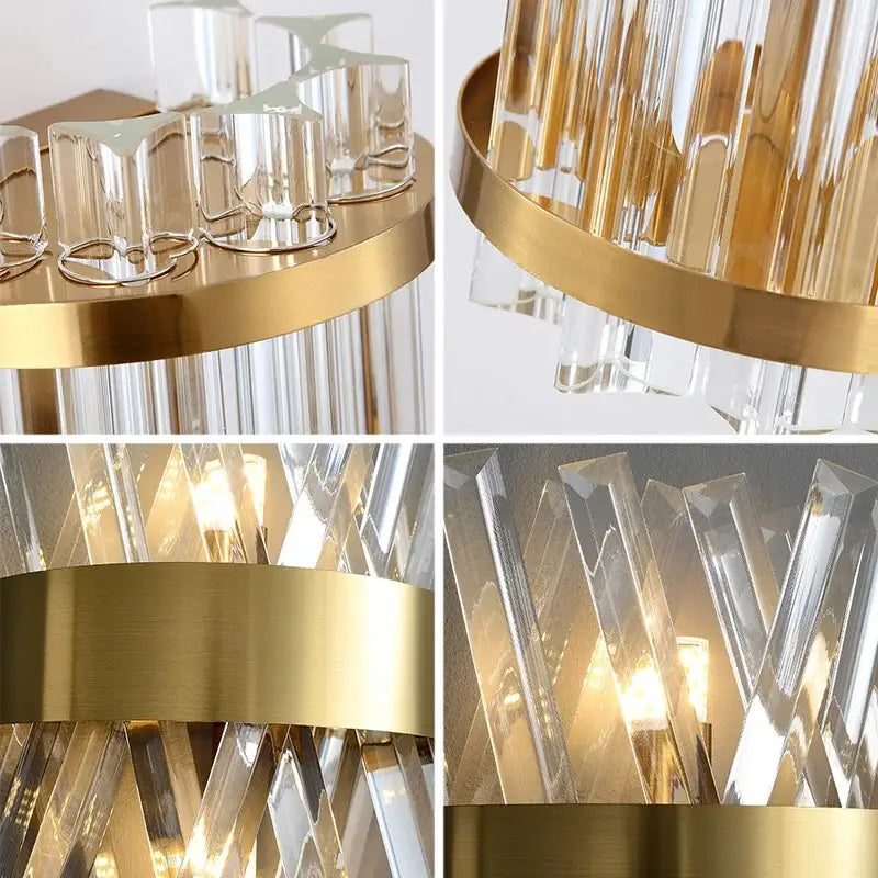 Modern crystal wall lamp gold & chrome sconce for living room
