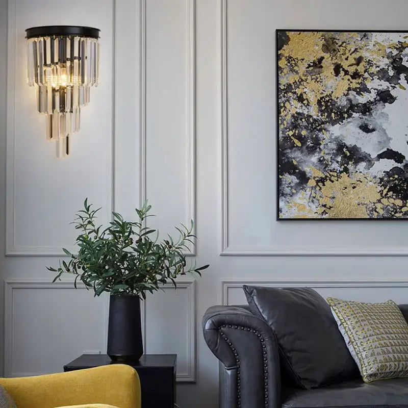 Modern crystal wall lamp gold & chrome sconce for living room