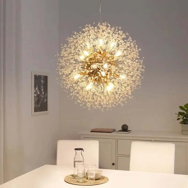Modern dandelion crystal chandelier living room pendant light