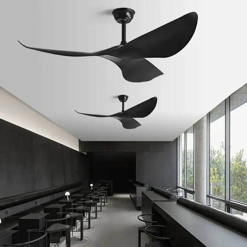 Modern dark brown and matte black dc ceiling fan living room