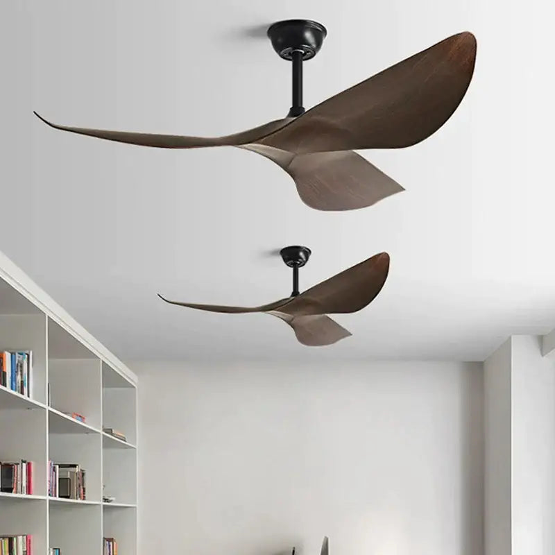 Modern dark brown and matte black dc ceiling fan living room