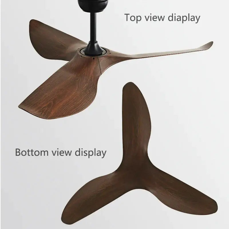 Modern dark brown wood ceiling fan living room dc remote control