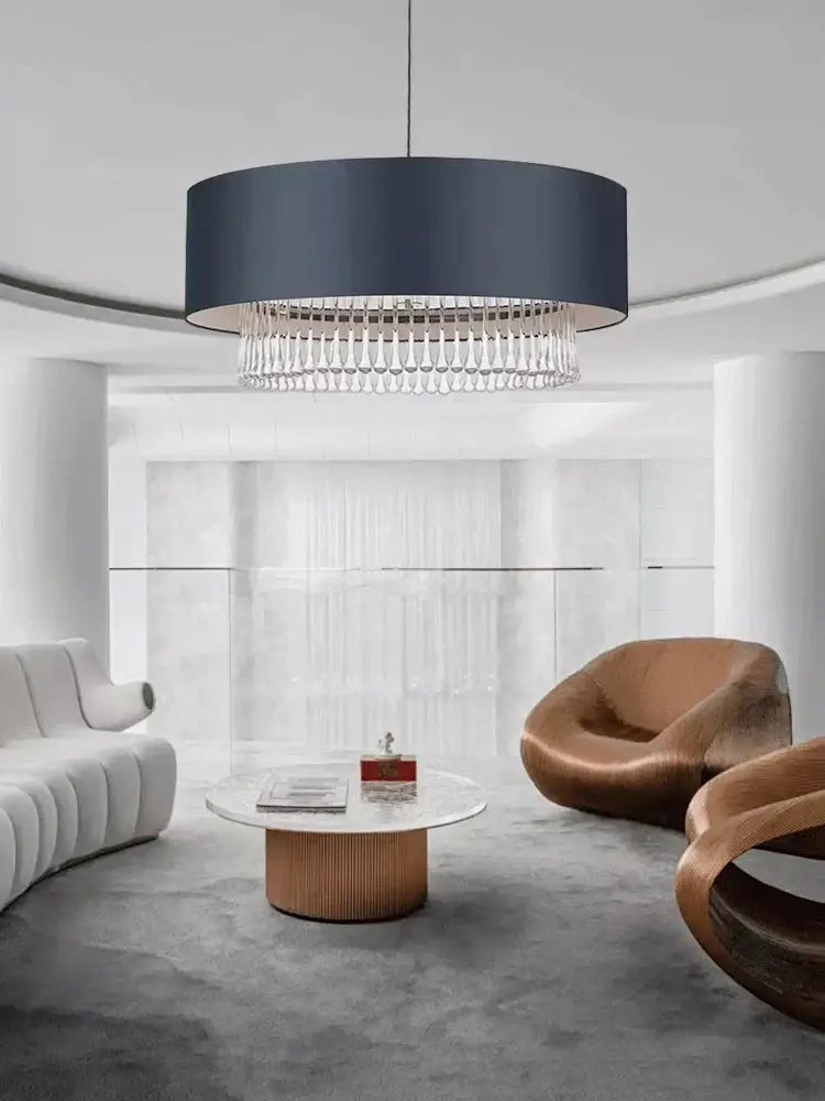 Modern dark gray crystal pendant chandelier dining room led light