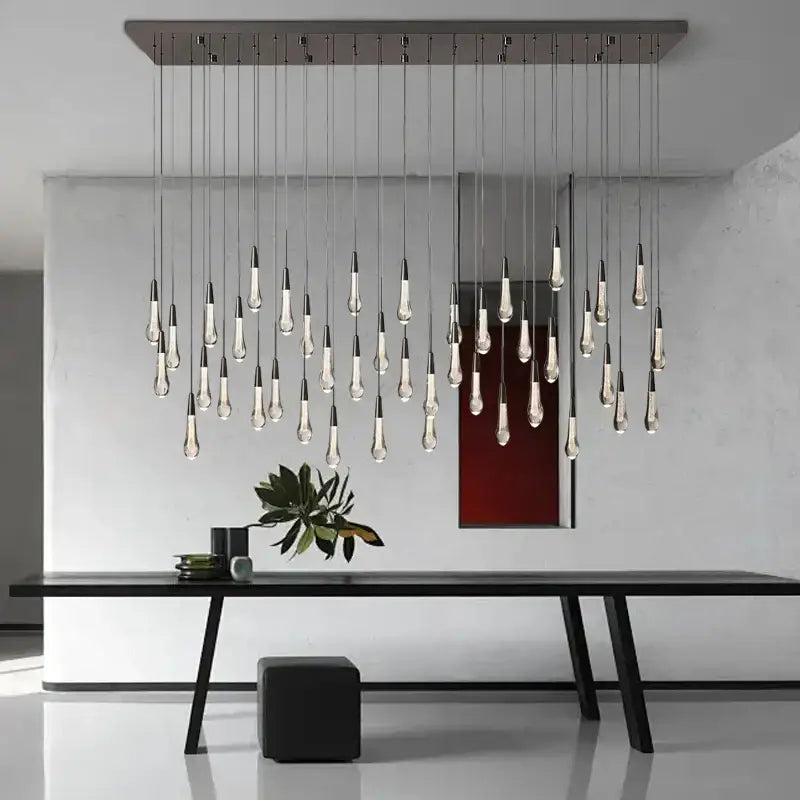 Modern dark metal decorbites crystal water-drop ceiling chandelier dining room