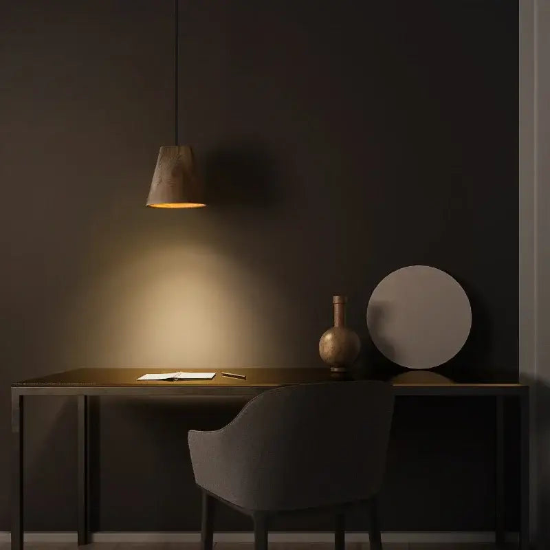 Modern dark & natural adjustable wooden chandelier dining room