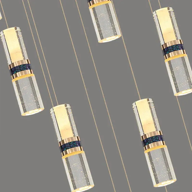 Modern decorbites crystal columnar chandelier for stairway glass light
