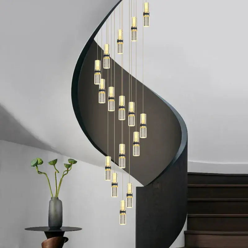 Modern decorbites crystal columnar chandelier for stairway glass light