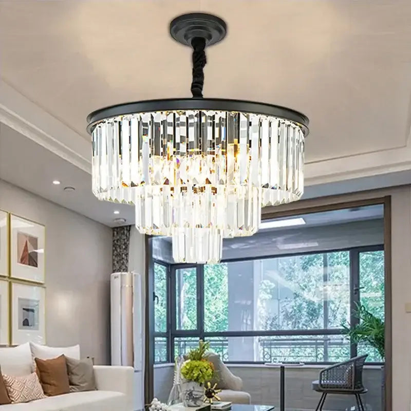 Modern decorbites crystal gold multi-tiered chandelier dining room led