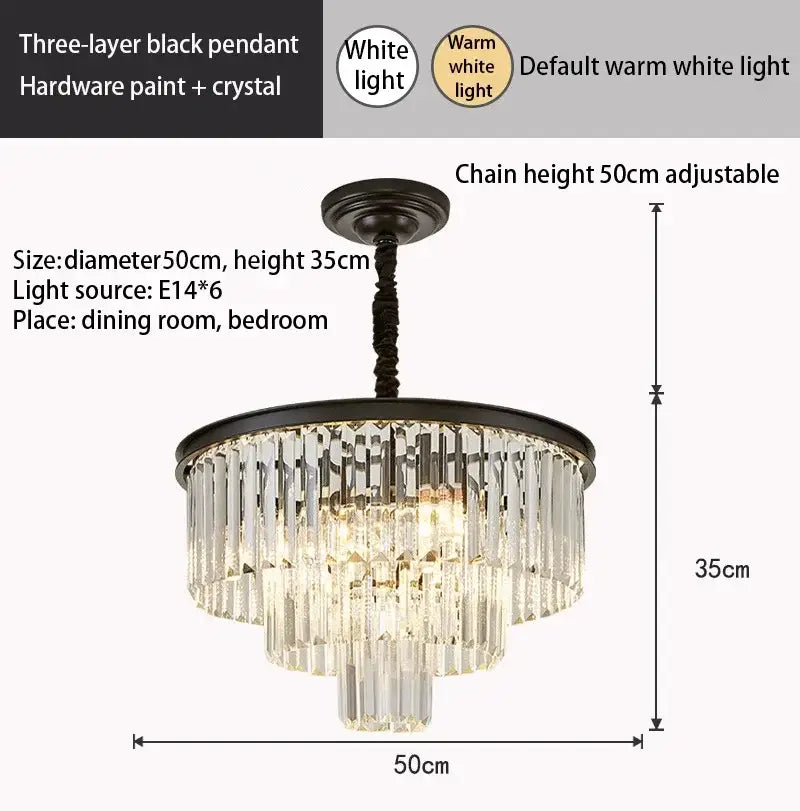 Modern decorbites crystal gold multi-tiered chandelier dining room led
