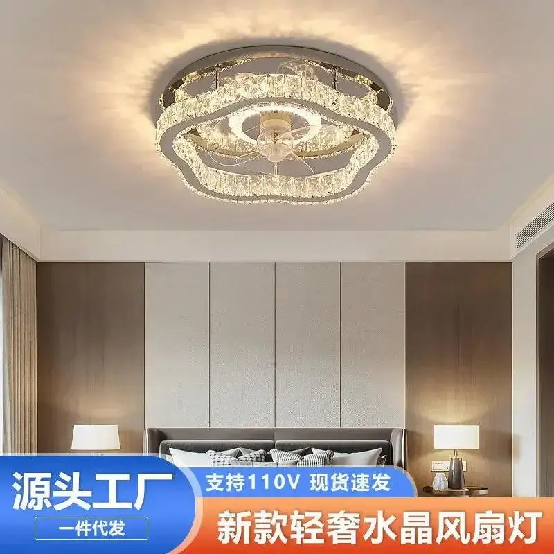 Modern decorbites crystal led ceiling fan bedroom light fixture