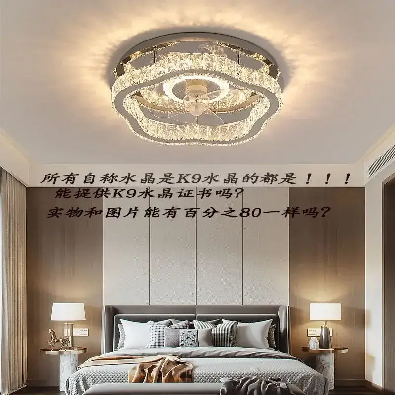 Modern decorbites crystal led ceiling fan bedroom light fixture