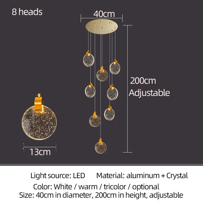Modern decorbites crystal led chandelier living room orb pendant light