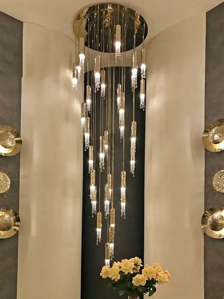 Modern decorbites crystal led large staircase chandelier living room