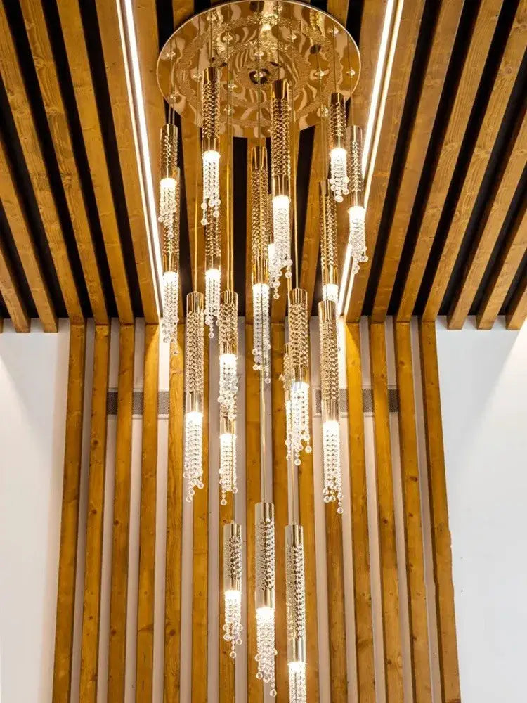Modern decorbites crystal led large staircase chandelier living room