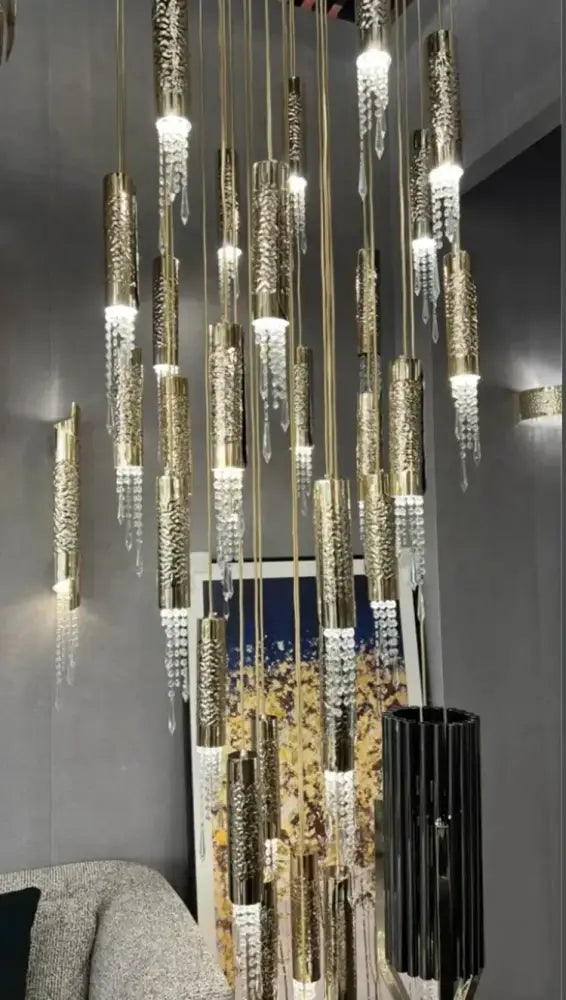 Modern decorbites crystal led large staircase chandelier living room