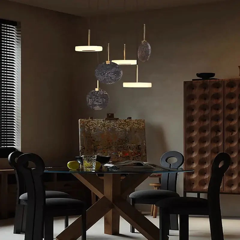 Modern decorbites deco wood and marble led chandelier dining room light