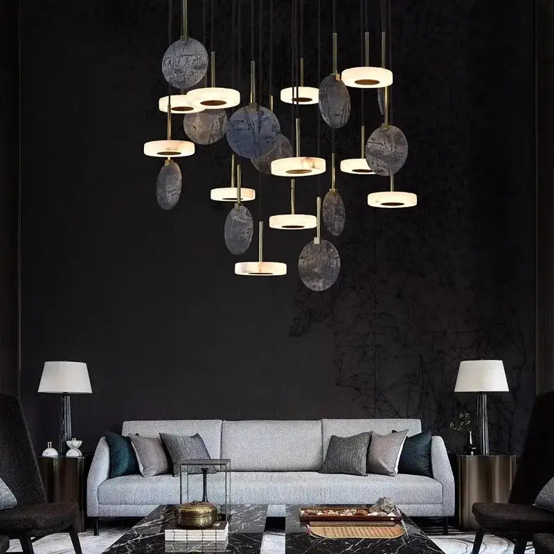 Modern decorbites deco wood and marble led chandelier dining room light