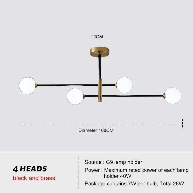 Modern decorbites glass brass chandelier for living room