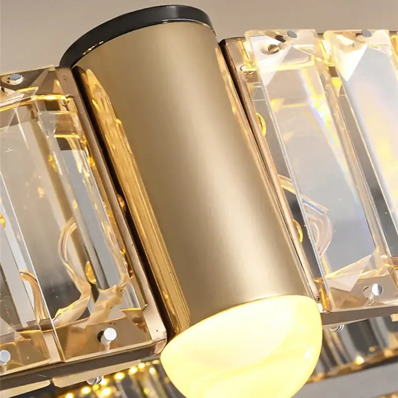 Modern double ring crystal ceiling chandelier living room light