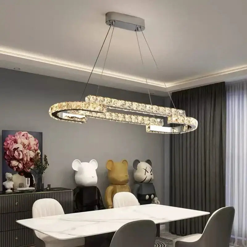 Modern double ring decorbites crystal ceiling chandelier living room