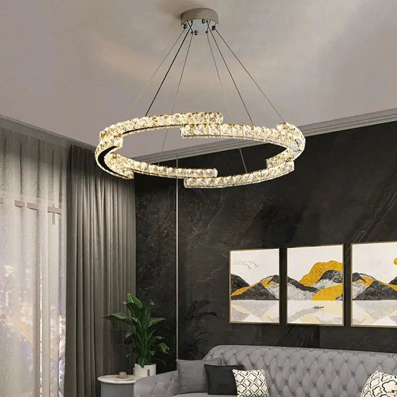 Modern double ring decorbites crystal ceiling chandelier living room