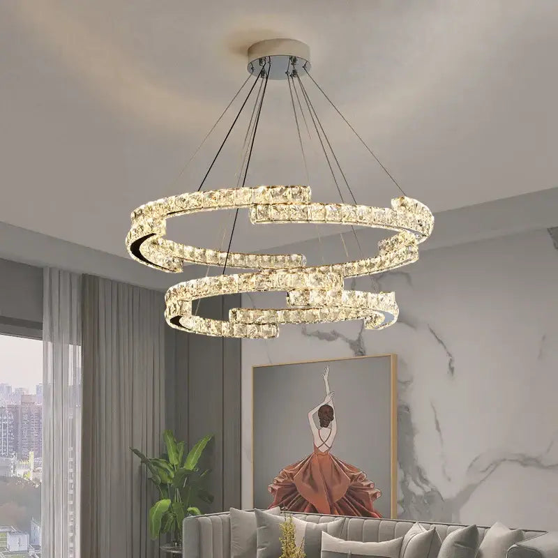Modern double ring decorbites crystal ceiling chandelier living room