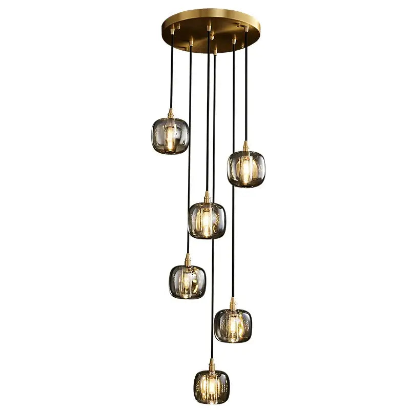 Modern elegant rotating staircase pendant light – living room glass