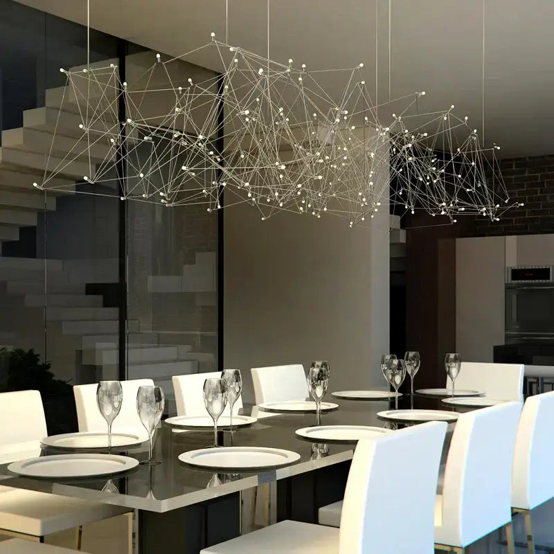 Modern elegant stainless steel geometric led chandelier dining room