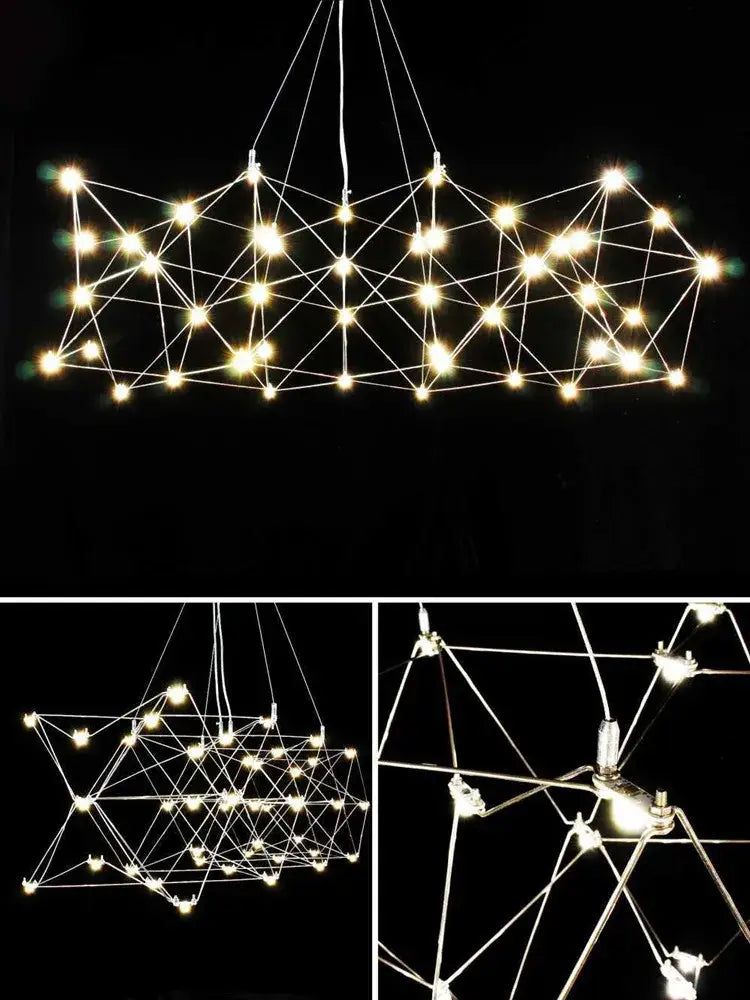 Modern elegant stainless steel geometric led chandelier dining room