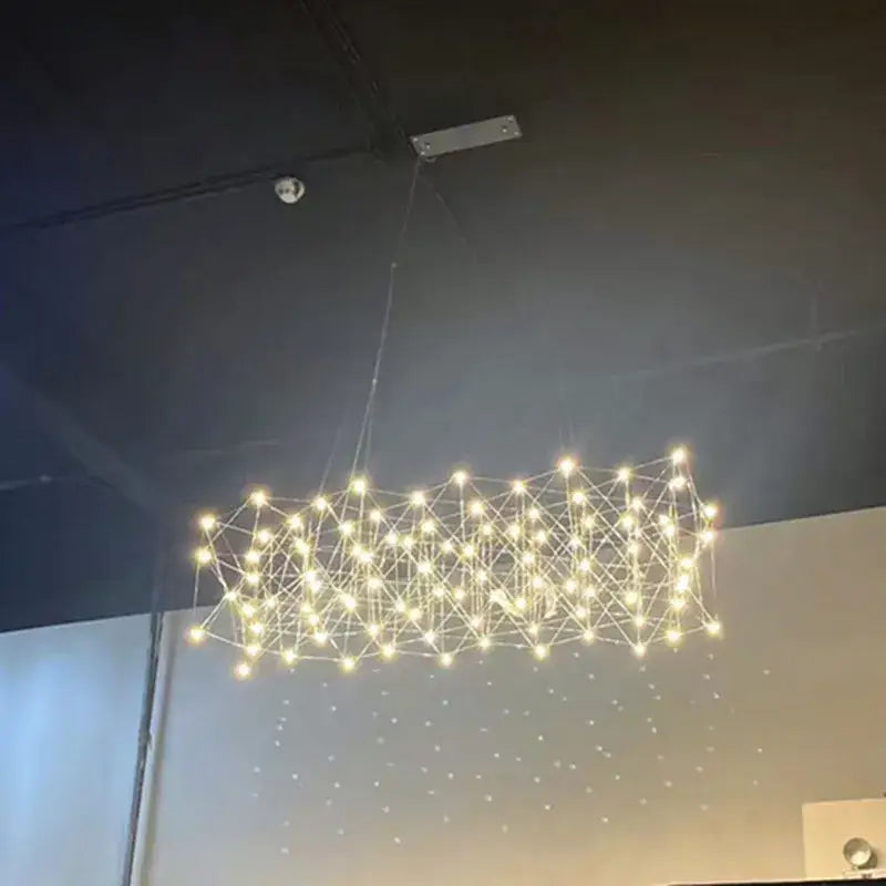 Modern elegant stainless steel geometric led chandelier dining room