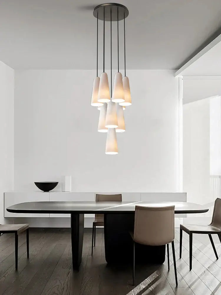 Modern elegant white glass cup chandelier living room pendant light